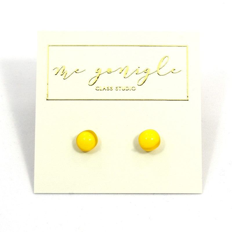 Fused Glass Stud Earrings - Yellow - McGonigle Glass Studio