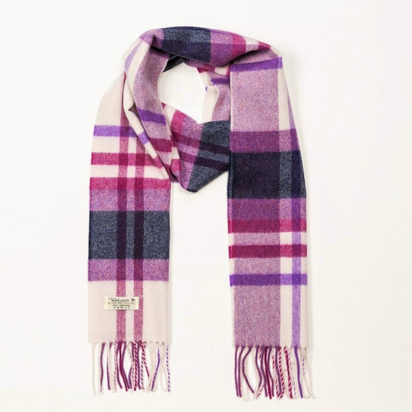Lambswool Scarf - Ecru and Heather Check - John Hanly