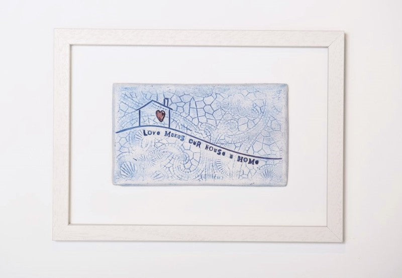 Love makes our house a home - Framed Tile - Sarah McKenna