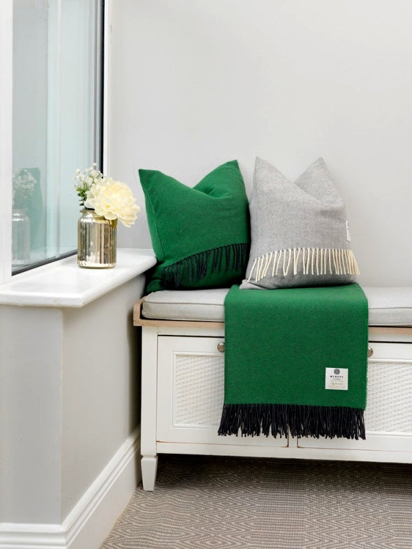 Merino lambswool Throw - Emerald Reversible - McNutt of Donegal