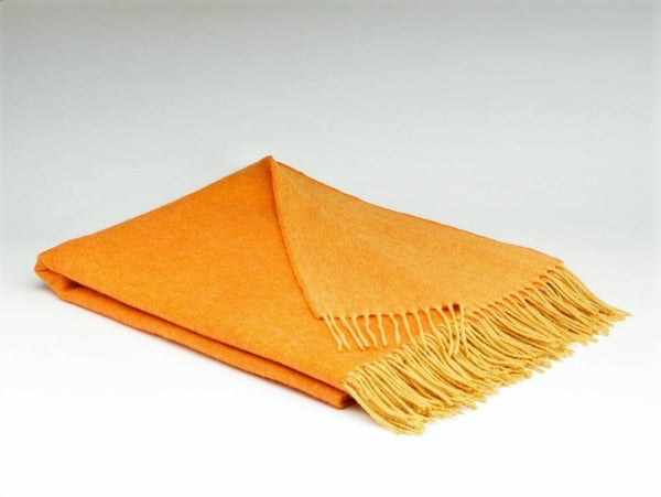 Merino Lambswool Throw – Orange and Mustard Reversible - McNutt of Donegal