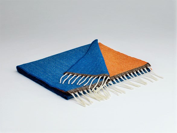 Milan Lambswool Scarf - Blue and Orange - McNutt of Donegal