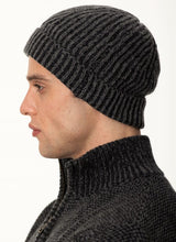 Plated Herringbone Rib Stitch Hat - Granite - Fisherman Out of Ireland - side