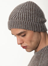 Plated Herringbone Rib Stitch Hat - Pebble - Fisherman Out of Ireland - side