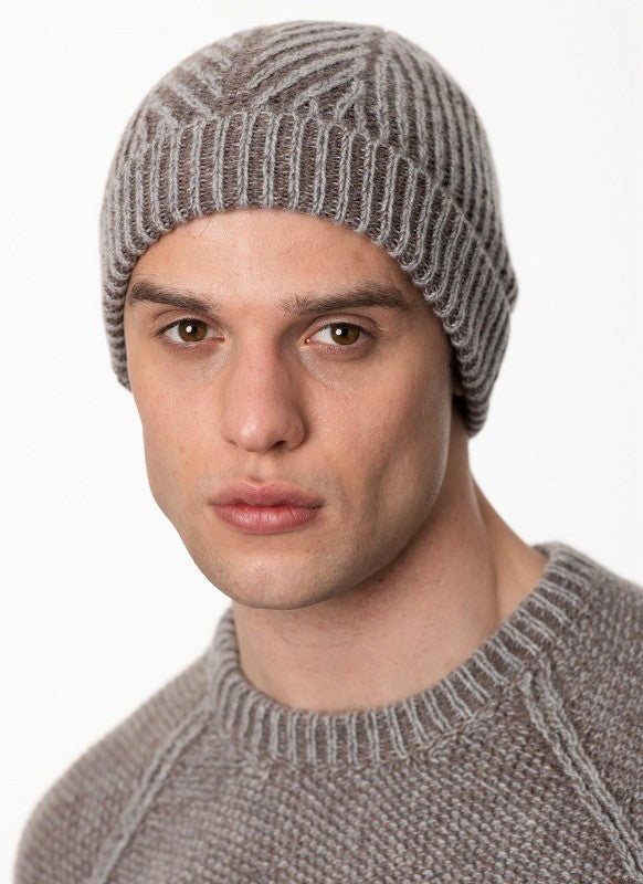 Plated Herringbone Rib Stitch Hat - Pebble - Fisherman Out of Ireland