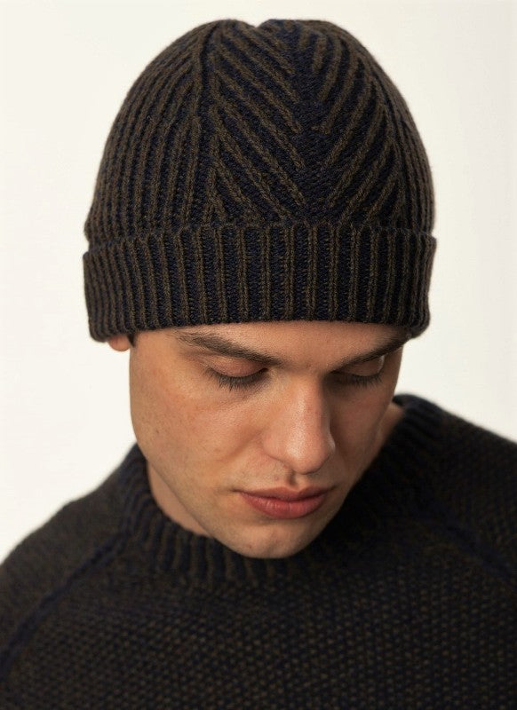 Plated Herringbone Rib Stitch Hat -Seagrass - Fisherman Out of Ireland