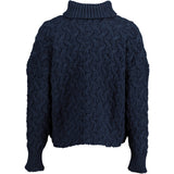 Turtleneck Cropped Aran Sweater – Navy – McConnell - back
