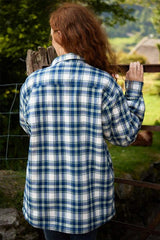 Women Collar Fleece Lined Flannel Shirt - Douglas Blue Tartan - Lee Valley - back