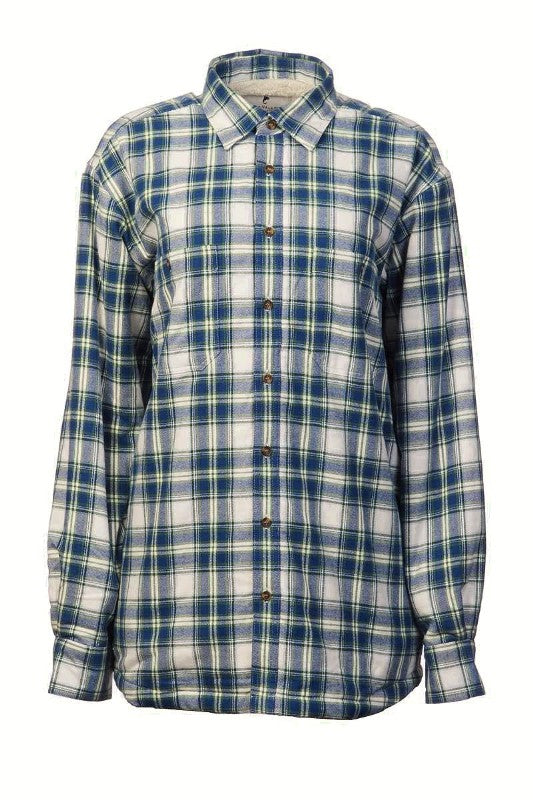 Women Collar Fleece Lined Flannel Shirt - Douglas Blue Tartan - Lee Valley