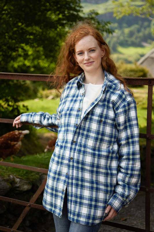 Women Collar Fleece Lined Flannel Shirt - Douglas Blue Tartan - Lee Valley