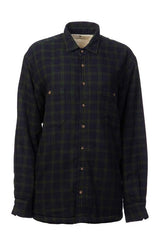 Women Collar Fleece Lined Flannel Shirt – Green Tartan Black Watch - Lee Valley 