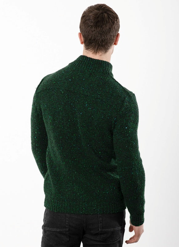 Zip Neck Jumper - Bottle Green - Fisherman Out of Ireland - back