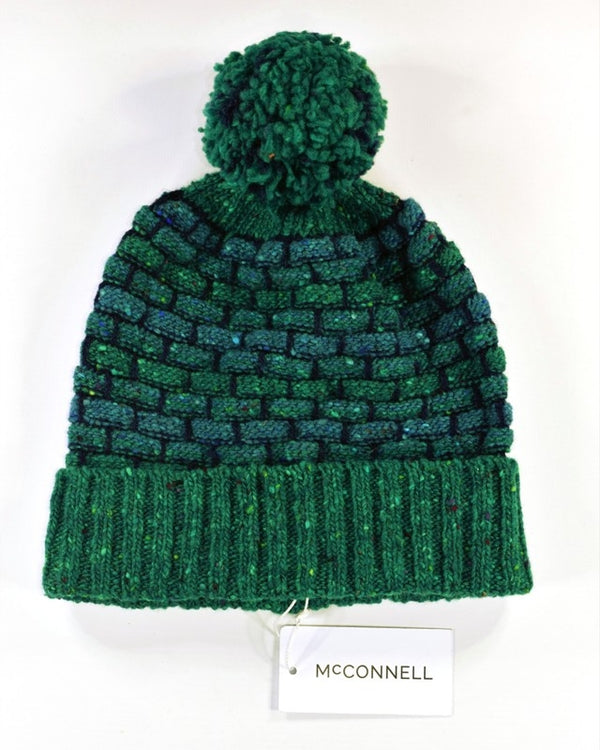 Basketweave Bobble Beanie - Cornflower - McConnell 