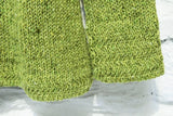 Boat neck and herringbone edges sweater - Apple Green – Rossan Knitwear - sleeve and hem detailing