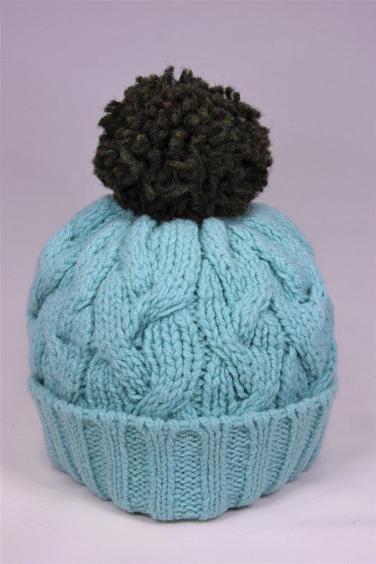 Cable Bobble Hat – Mint – McConnell - Pure Ireland