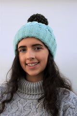 Cable Bobble Hat – Mint – McConnell - Pure Ireland