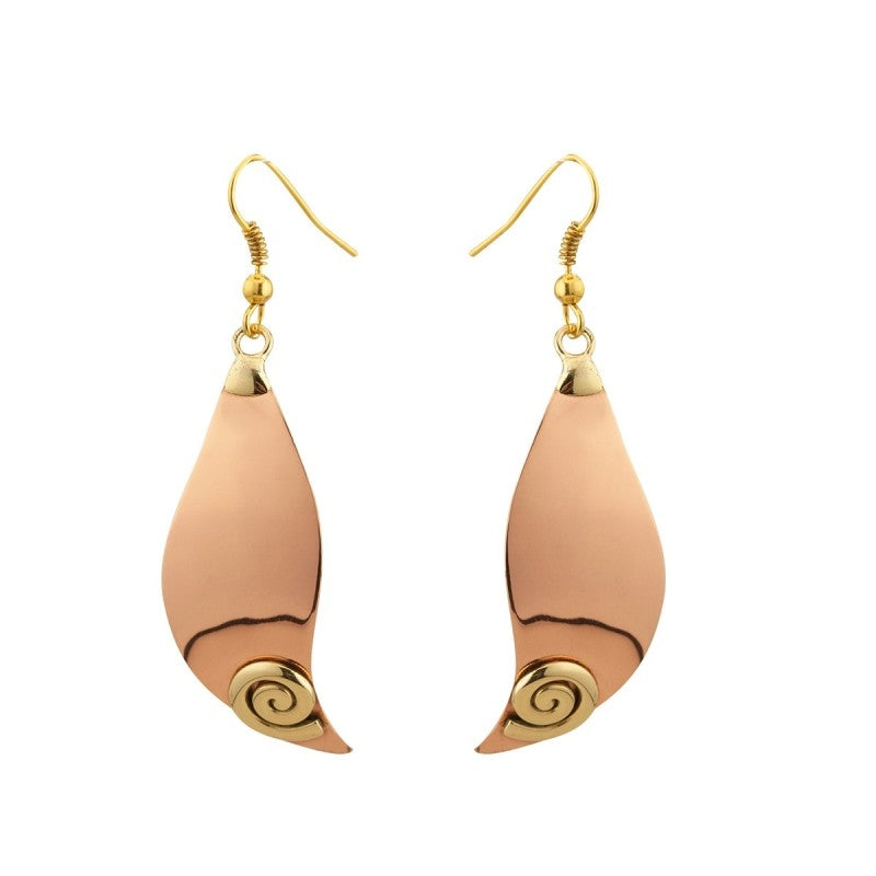 Celtic Spiral Wave Tear Drop Earrings – Copper and Brass - NJO Designs 