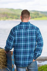Collar Fleece Lined Flannel Shirt – Blue Tartan - Lee Valley