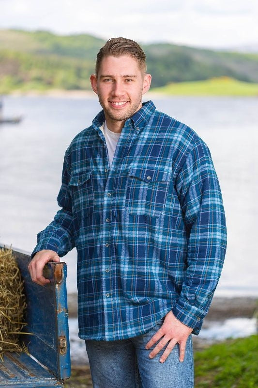 Collar Fleece Lined Flannel Shirt – Blue Tartan - Lee Valley