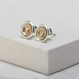 Find Your Way Small Stud Earrings - Sterling Silver and 9ct Gold – Simon Barber 