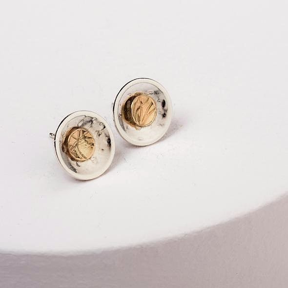 Find Your Way Stud Earrings - Sterling Silver and 9ct Gold – Simon Barber 