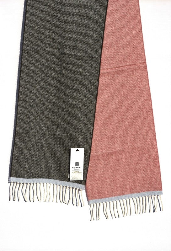 Helsinki Lambswool Scarf – Dark Grey and Pink - McNutt of Donegal