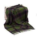 Lambswool Throw - dark green & aubergine plaid - John Hanly - Pure Ireland