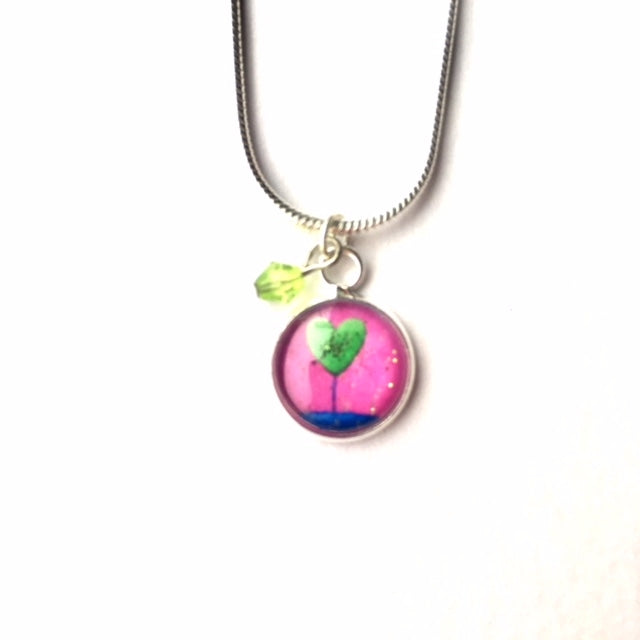 Mini Pendant – Glitter Green Heart – Amélie Gagné