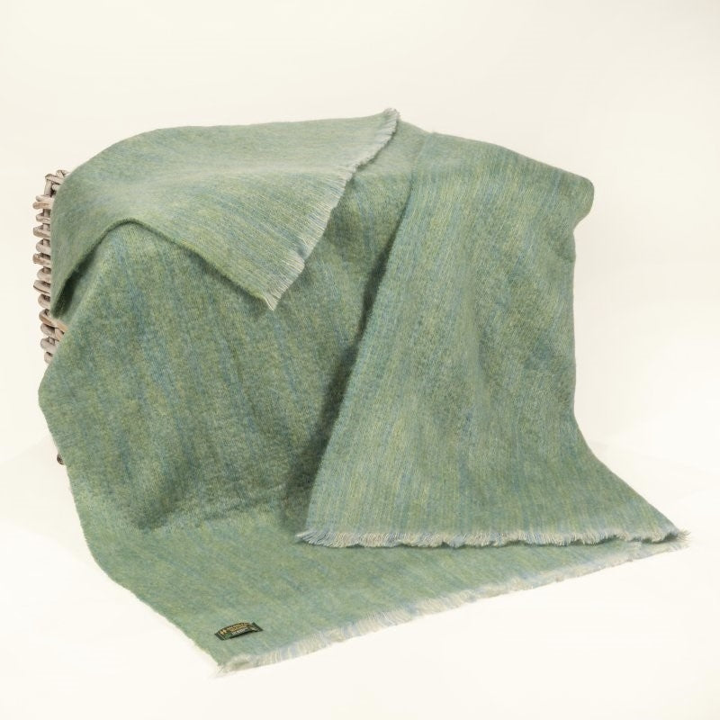 Mohair Throw - Light Green and Blue - John Hanly