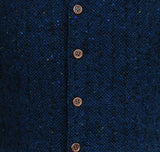 Navy Blue Tweed Aran Vest – Studio Donegal - detailing