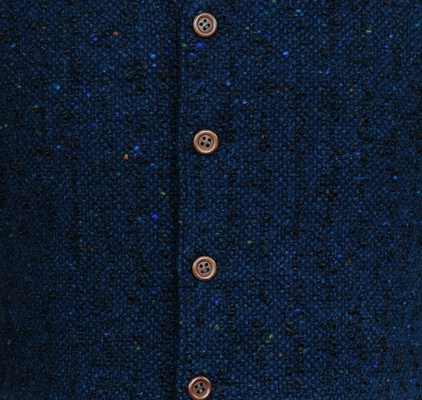 Navy Blue Tweed Aran Vest – Studio Donegal - detailing