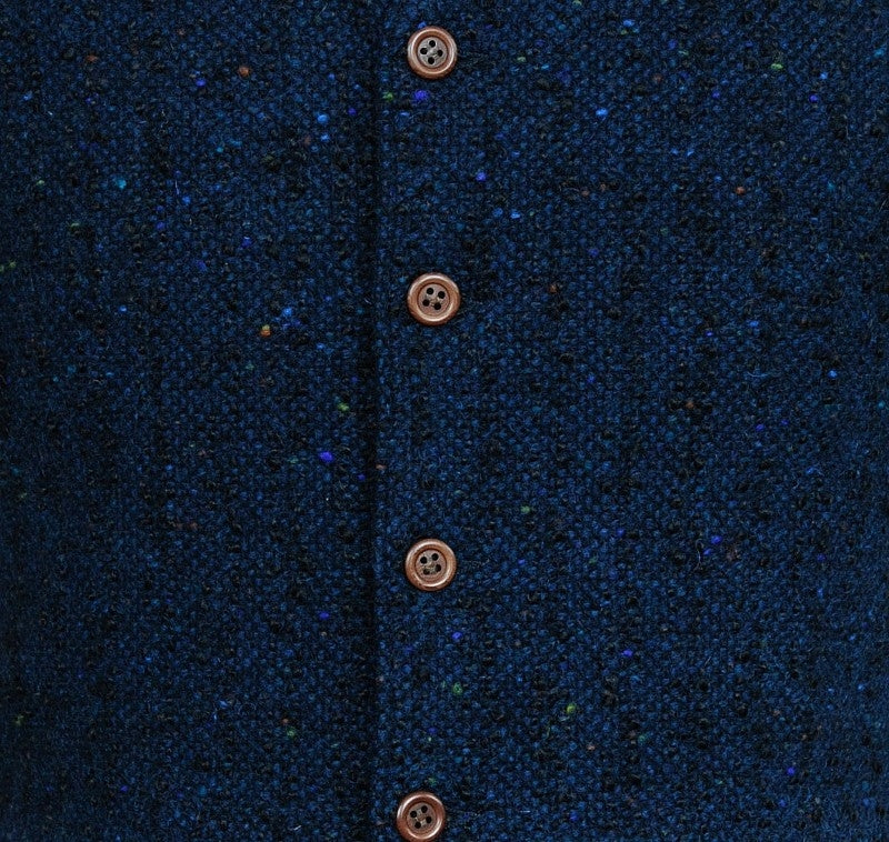 Navy Blue Tweed Aran Vest – Studio Donegal - detailing
