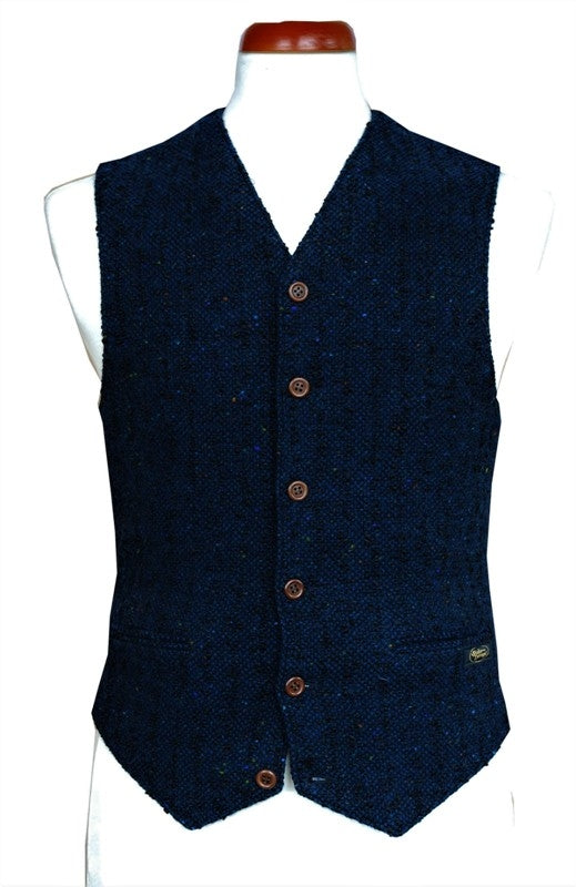 Navy Blue Tweed Aran Vest – Studio Donegal
