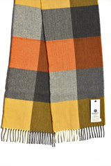 Orange and Smoke Check Lambswool Scarf - McNutt of Donegal