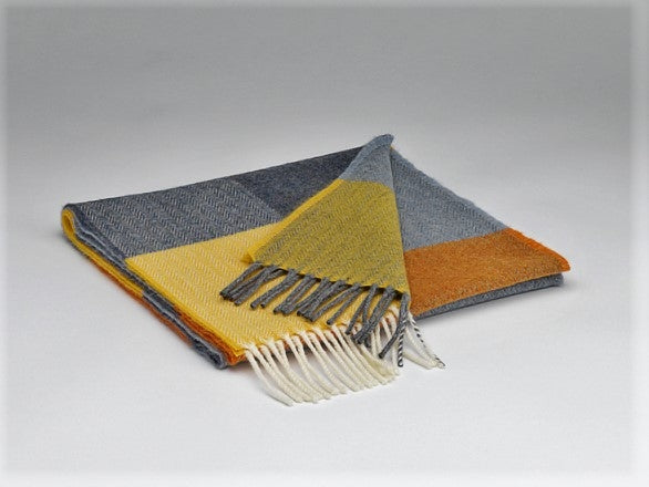 Orange and Smoke Check Lambswool Scarf - McNutt of Donegal