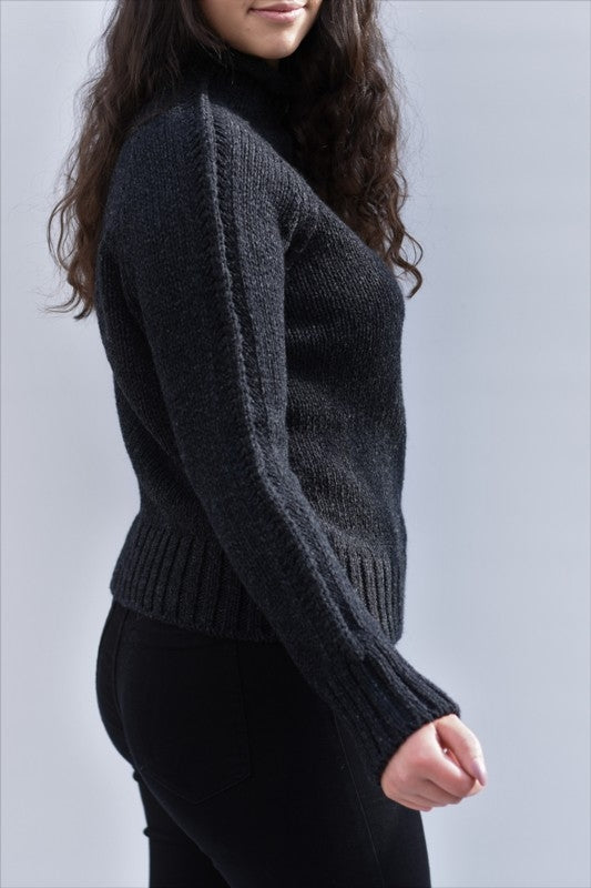 Raglan Sweater With Centre Line On Sleeve - Charcoal - McConnell - Pure Ireland