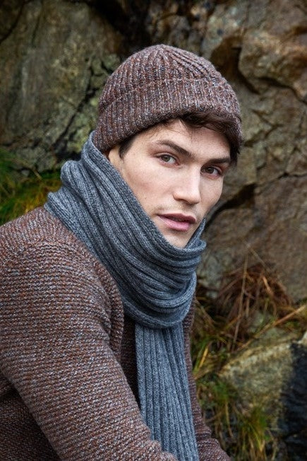 Rib Herringbone Stitch Hat - Charcoal - Fisherman Out of Ireland