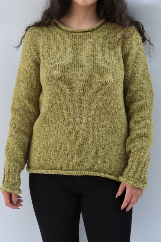 Roll Neck Alpaca Sweater - Avocado - McConnell - Pure Ireland