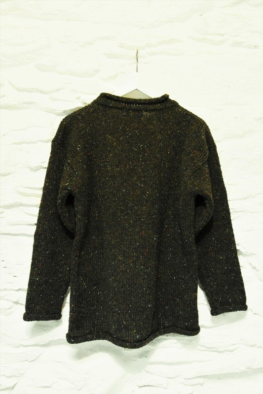 Roll neck jumper – Speckled dark green – Rossan Knitwear - back