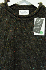 Roll neck jumper – Speckled dark green – Rossan Knitwear - neck detailing