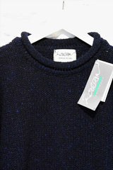 Roll neck jumper – Speckled navy – Rossan Knitwear - neck detailing