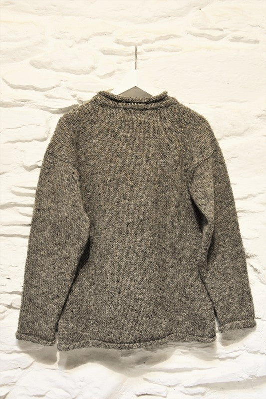 Roll neck jumper – Speckled porridge – Rossan Knitwear - back