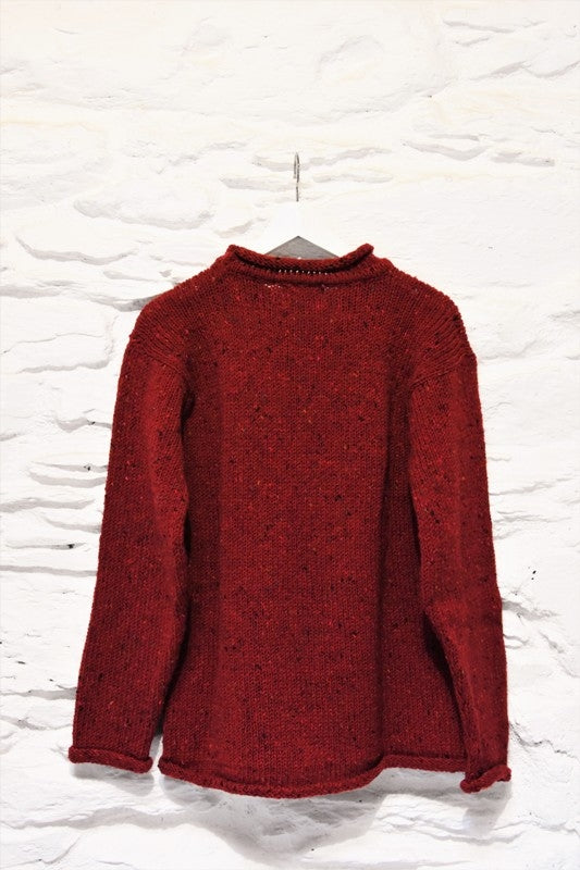Roll neck jumper – Speckled red – Rossan Knitwear1