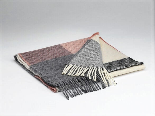 Rose and Grey Check Lambswool Scarf - McNutt of Donegal