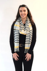 Seaside Lambswool Scarf – Grey and Yellow - McNutt of Donegal
