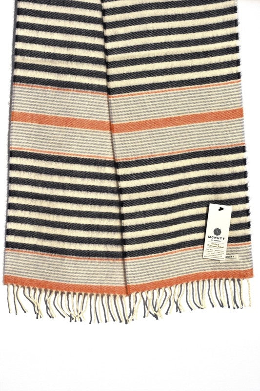 Seaside Lambswool Scarf – Navy and Orange - McNutt of Donegal