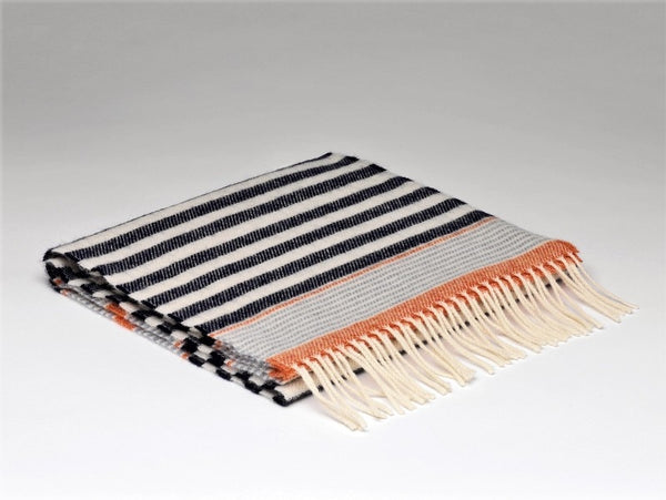 Seaside Lambswool Scarf – Navy and Orange - McNutt of Donegal
