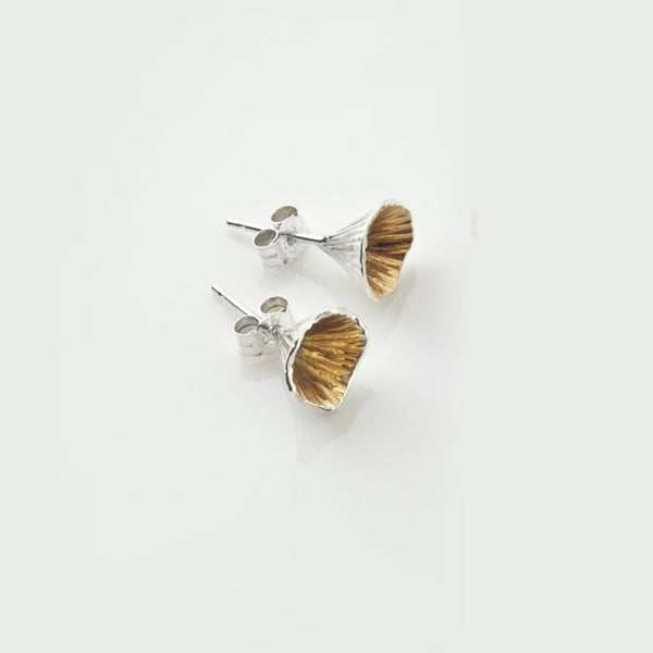 Shell Cone Small Stud Earrings - Sterling Silver & Gold - Martina Hamilton